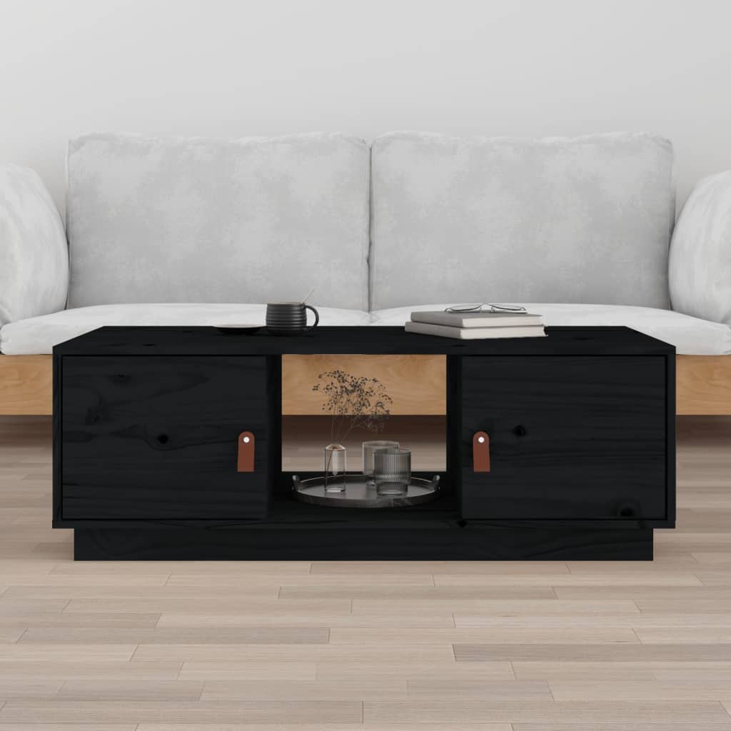 vidaXL Măsuță de cafea, negru, 100x50x35 cm, lemn masiv de pin vidaXL Măsuță de cafea, negru, 100x50x35 cm, lemn masiv de pin