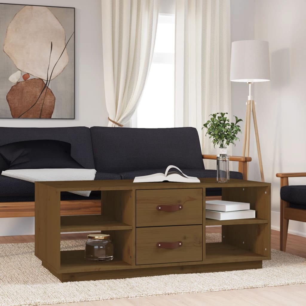 vidaXL Măsuță de cafea, maro miere, 100x50x41 cm, lemn masiv de pin vidaXL Măsuță de cafea, maro miere, 100x50x41 cm, lemn masiv de pin
