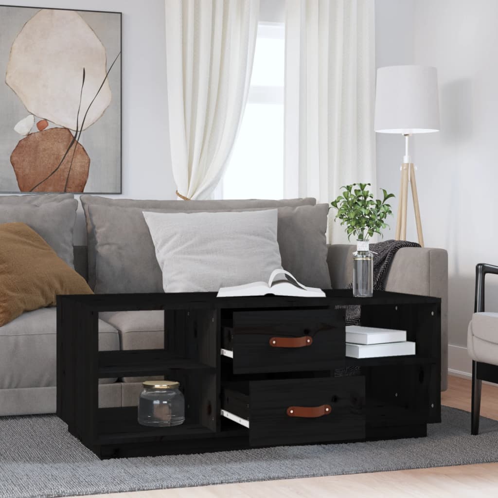 vidaXL Măsuță de cafea, negru, 100x50x41 cm, lemn masiv de pin vidaXL Măsuță de cafea, negru, 100x50x41 cm, lemn masiv de pin