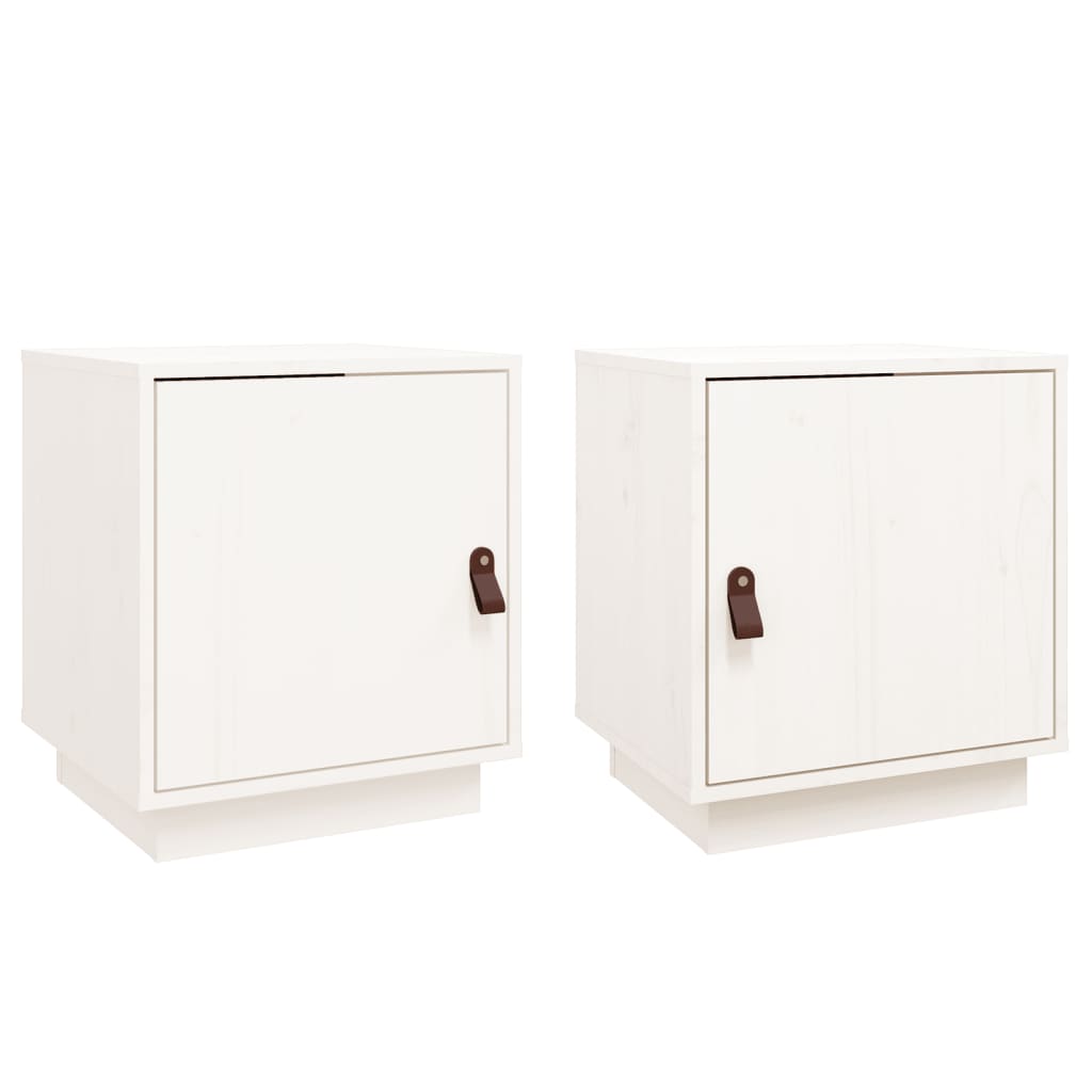 vidaXL Noptiere, 2 buc., alb, 40x34x45 cm, lemn masiv de pin