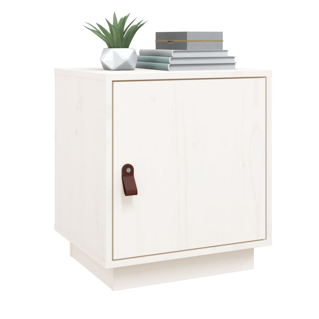 vidaXL Noptiere, 2 buc., alb, 40x34x45 cm, lemn masiv de pin