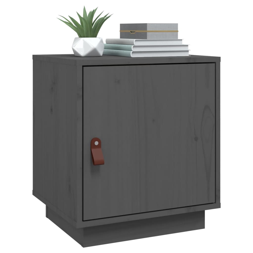 vidaXL Noptiere, 2 buc., gri, 40x34x45 cm, lemn masiv de pin vidaXL Noptiere, 2 buc., gri, 40x34x45 cm, lemn masiv de pin