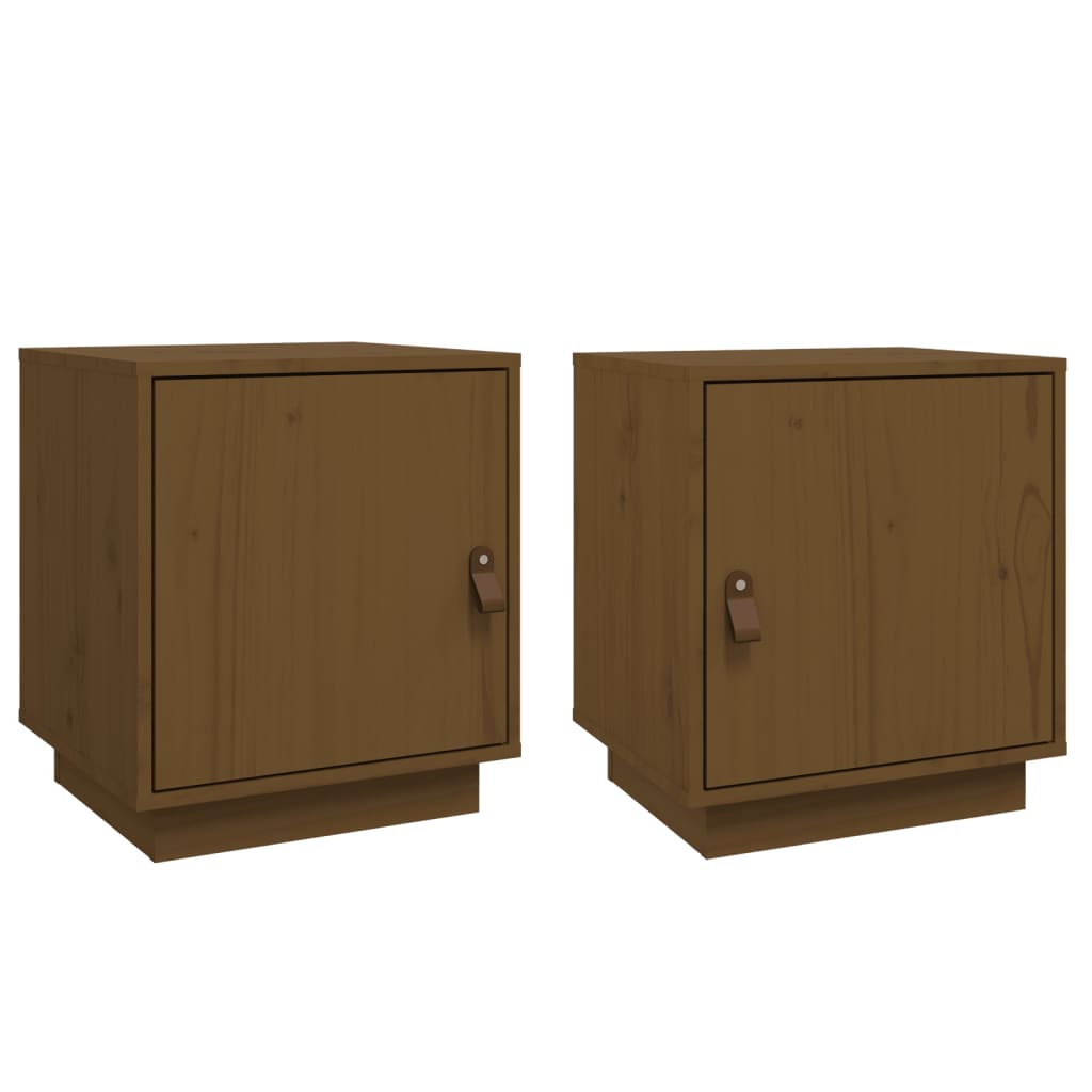 vidaXL Noptiere, 2 buc., maro miere, 40x34x45 cm, lemn masiv de pin vidaXL Noptiere, 2 buc., maro miere, 40x34x45 cm, lemn masiv de pin