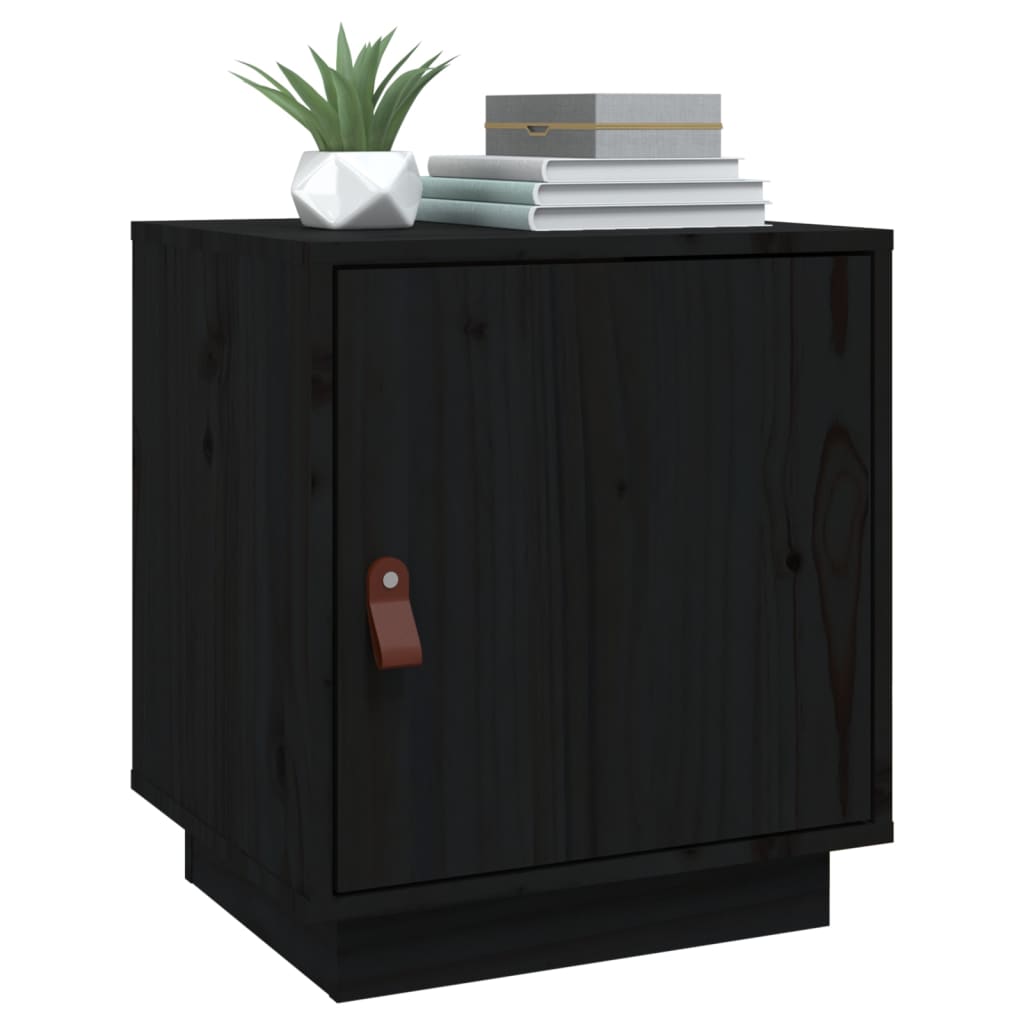 vidaXL Noptiere, 2 buc., negru, 40x34x45 cm, lemn masiv de pin vidaXL Noptiere, 2 buc., negru, 40x34x45 cm, lemn masiv de pin