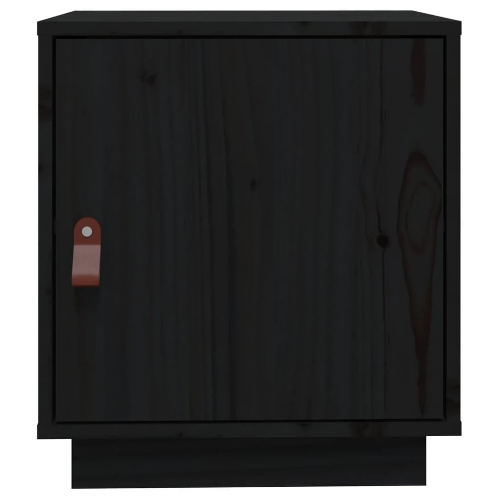 vidaXL Noptiere, 2 buc., negru, 40x34x45 cm, lemn masiv de pin vidaXL Noptiere, 2 buc., negru, 40x34x45 cm, lemn masiv de pin
