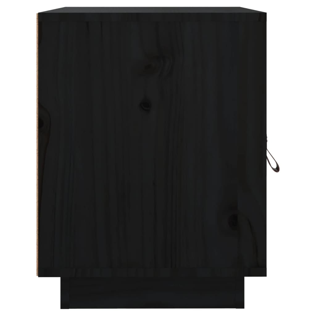 vidaXL Noptiere, 2 buc., negru, 40x34x45 cm, lemn masiv de pin vidaXL Noptiere, 2 buc., negru, 40x34x45 cm, lemn masiv de pin
