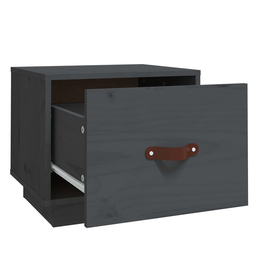 vidaXL Noptiere, 2 buc., gri, 40x34x35 cm, lemn masiv de pin vidaXL Noptiere, 2 buc., gri, 40x34x35 cm, lemn masiv de pin