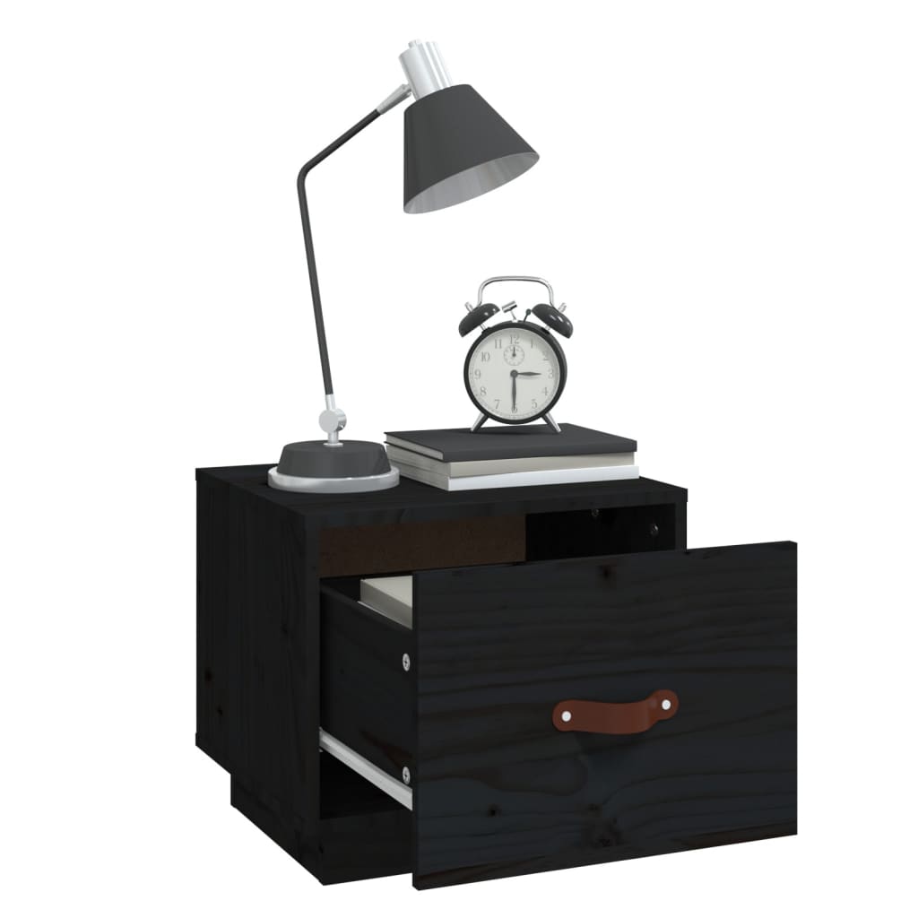 vidaXL Noptiere, 2 buc., negru, 40x34x35 cm, lemn masiv de pin vidaXL Noptiere, 2 buc., negru, 40x34x35 cm, lemn masiv de pin