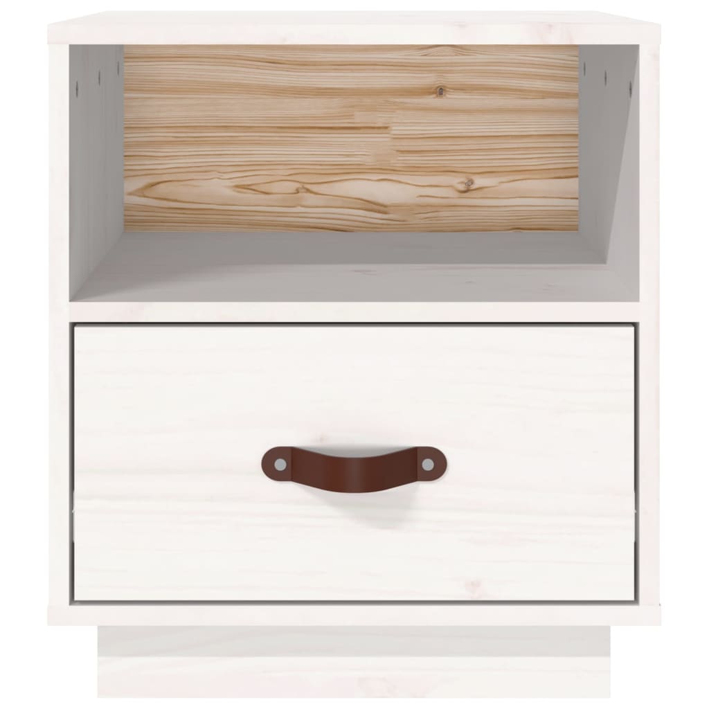 vidaXL Noptiere, 2 buc., alb, 40x34x45 cm, lemn masiv de pin
