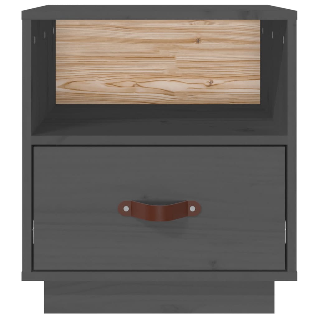 vidaXL Noptiere, 2 buc., gri, 40x34x45 cm, lemn masiv de pin vidaXL Noptiere, 2 buc., gri, 40x34x45 cm, lemn masiv de pin