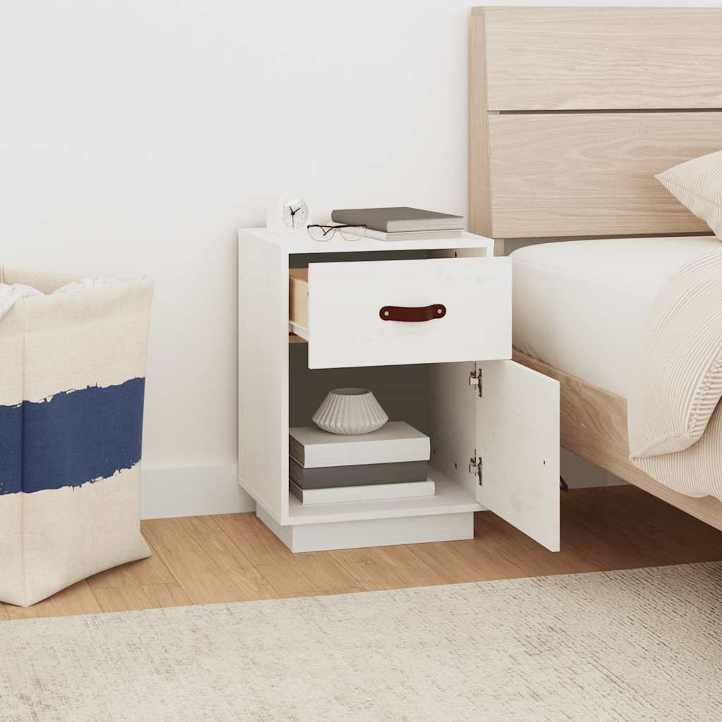 vidaXL Noptiere, 2 buc., alb, 40x34x55 cm, lemn masiv de pin