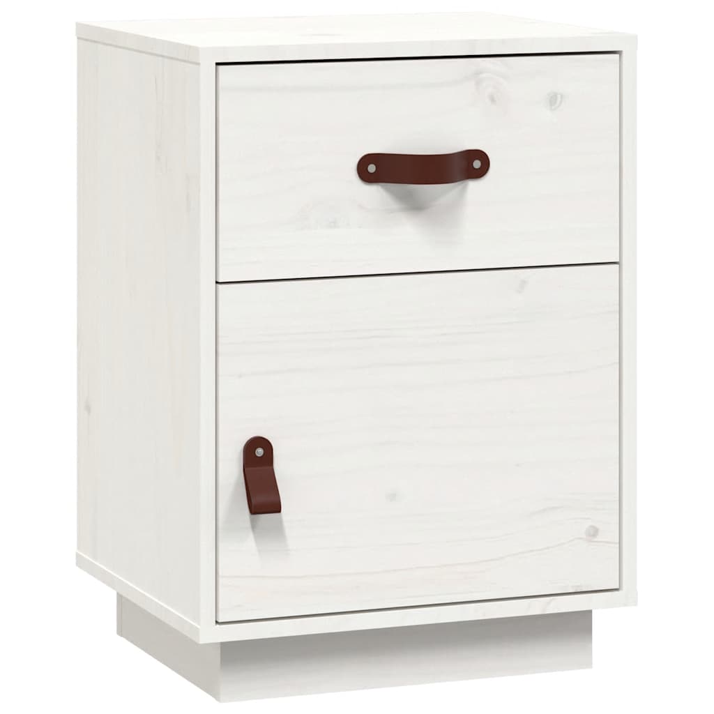 vidaXL Noptiere, 2 buc., alb, 40x34x55 cm, lemn masiv de pin