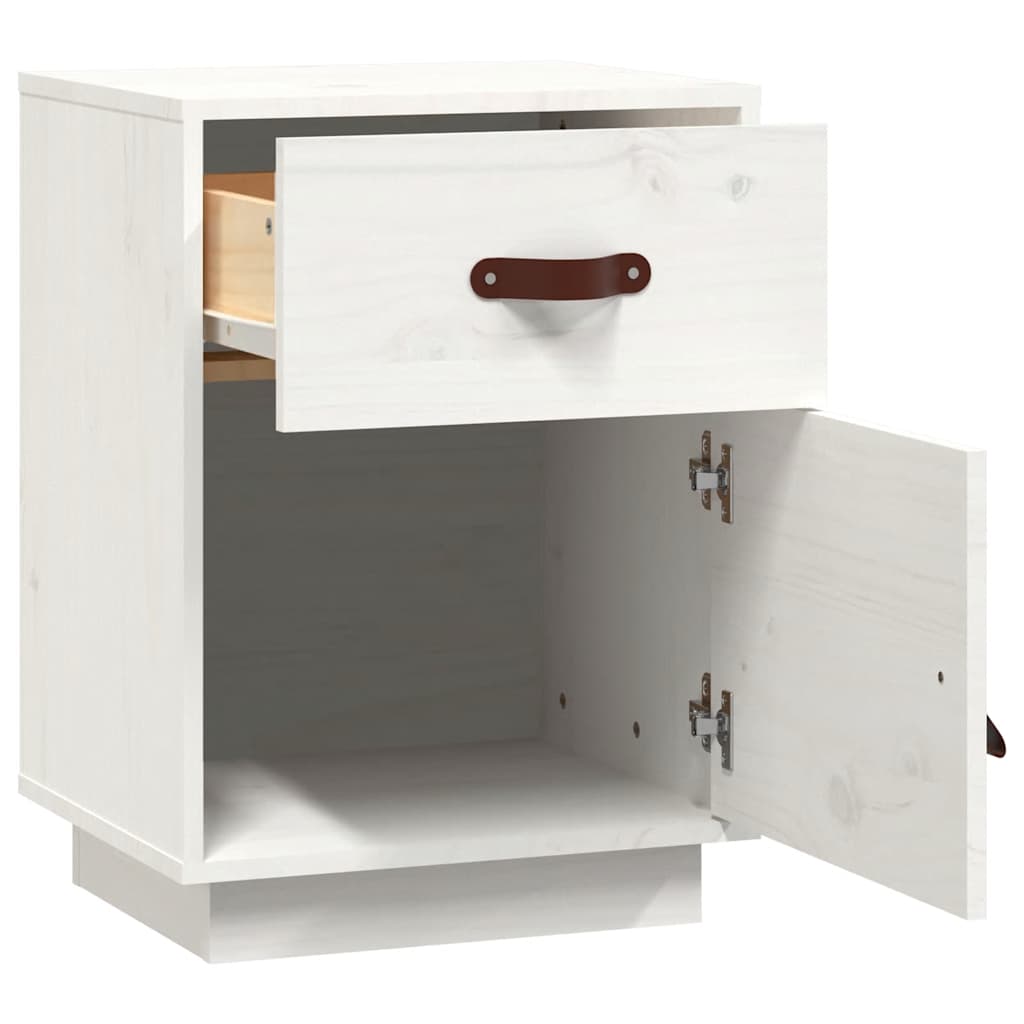 vidaXL Noptiere, 2 buc., alb, 40x34x55 cm, lemn masiv de pin