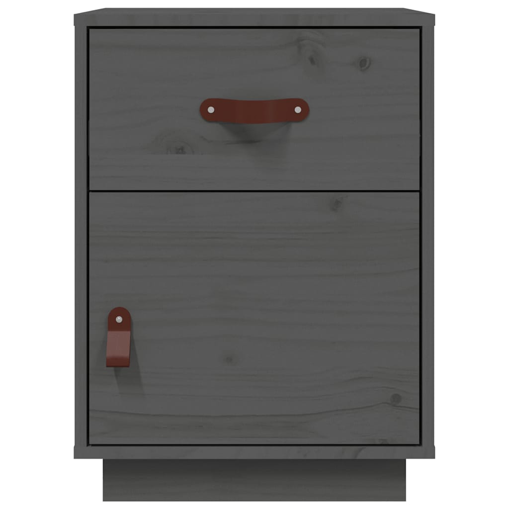vidaXL Noptiere, 2 buc., gri, 40x34x55 cm, lemn masiv de pin vidaXL Noptiere, 2 buc., gri, 40x34x55 cm, lemn masiv de pin