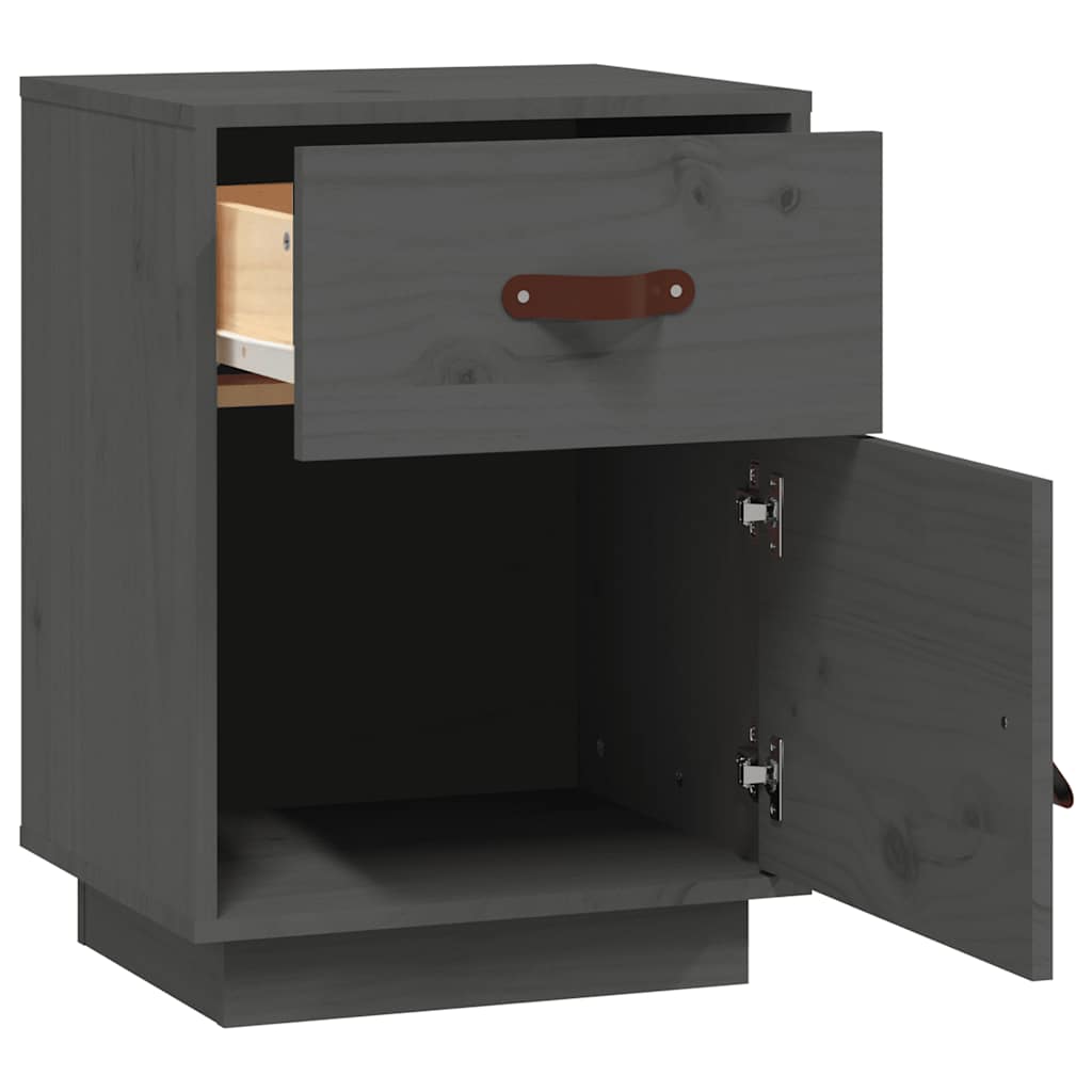 vidaXL Noptiere, 2 buc., gri, 40x34x55 cm, lemn masiv de pin vidaXL Noptiere, 2 buc., gri, 40x34x55 cm, lemn masiv de pin