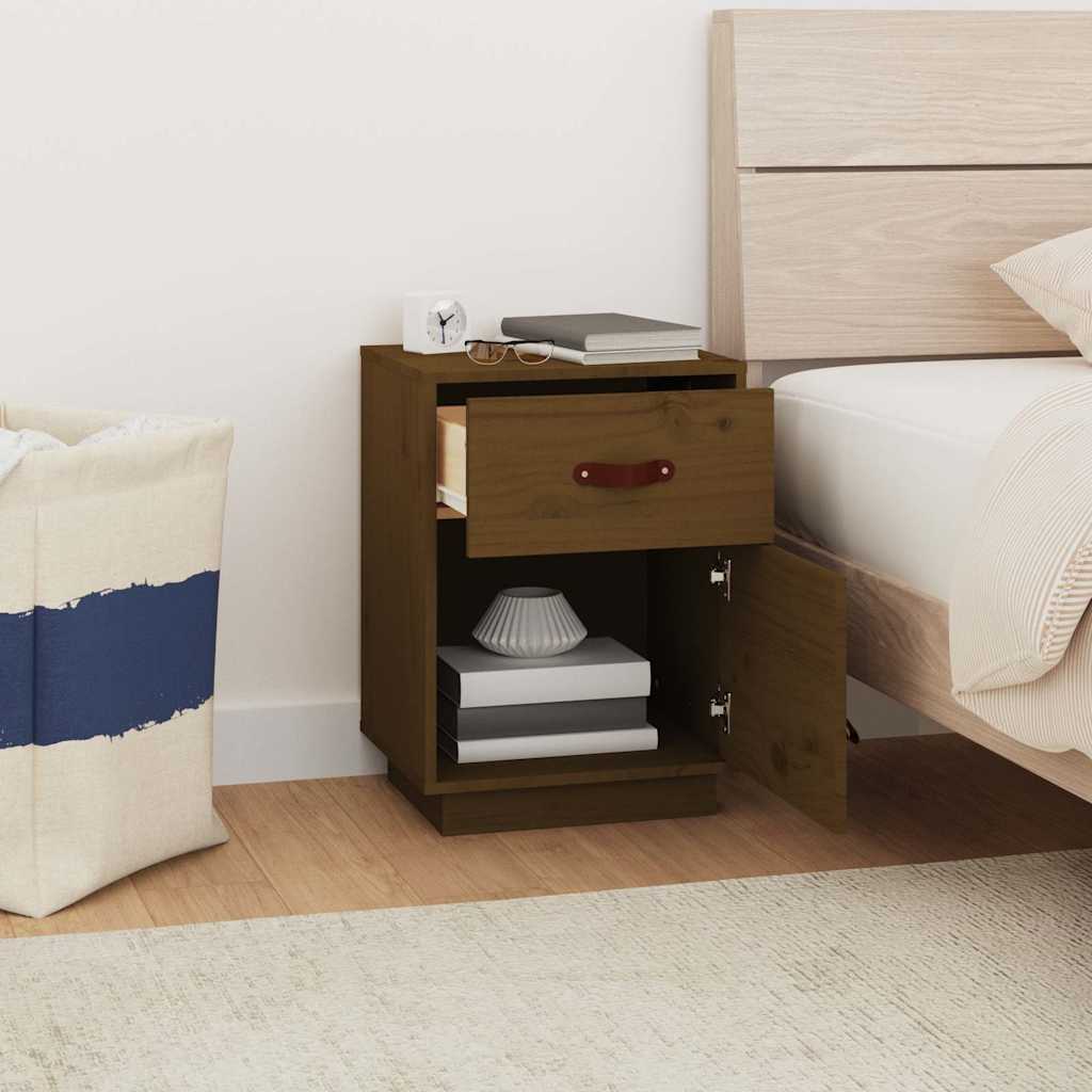 vidaXL Noptiere, 2 buc, maro miere, 40x34x55 cm, lemn masiv de pin