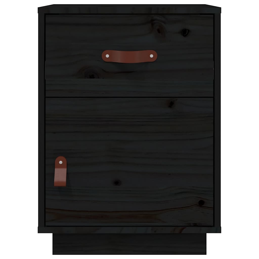vidaXL Noptiere, 2 buc., negru, 40x34x55 cm, lemn masiv de pin vidaXL Noptiere, 2 buc., negru, 40x34x55 cm, lemn masiv de pin