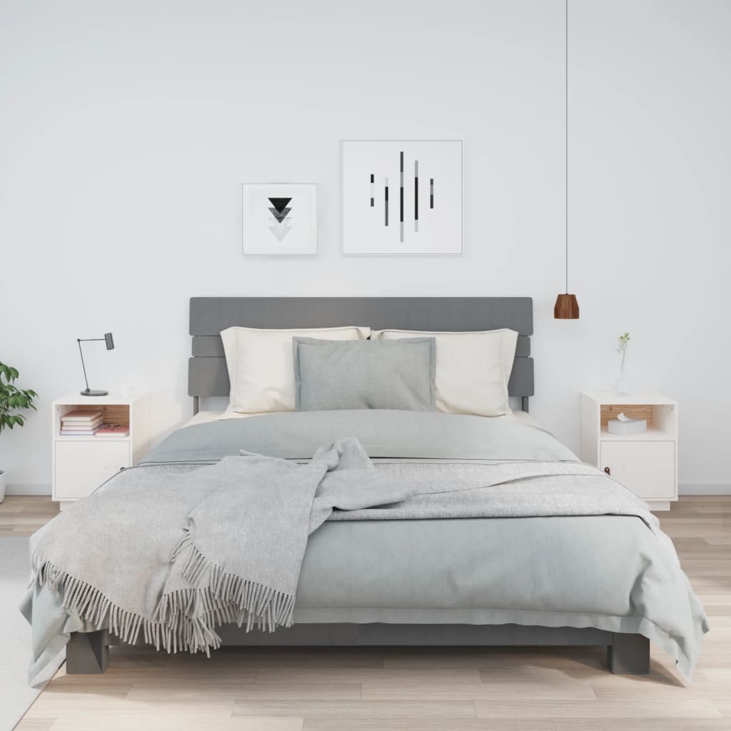 vidaXL Noptiere, 2 buc., alb, 40x34x55 cm, lemn masiv de pin