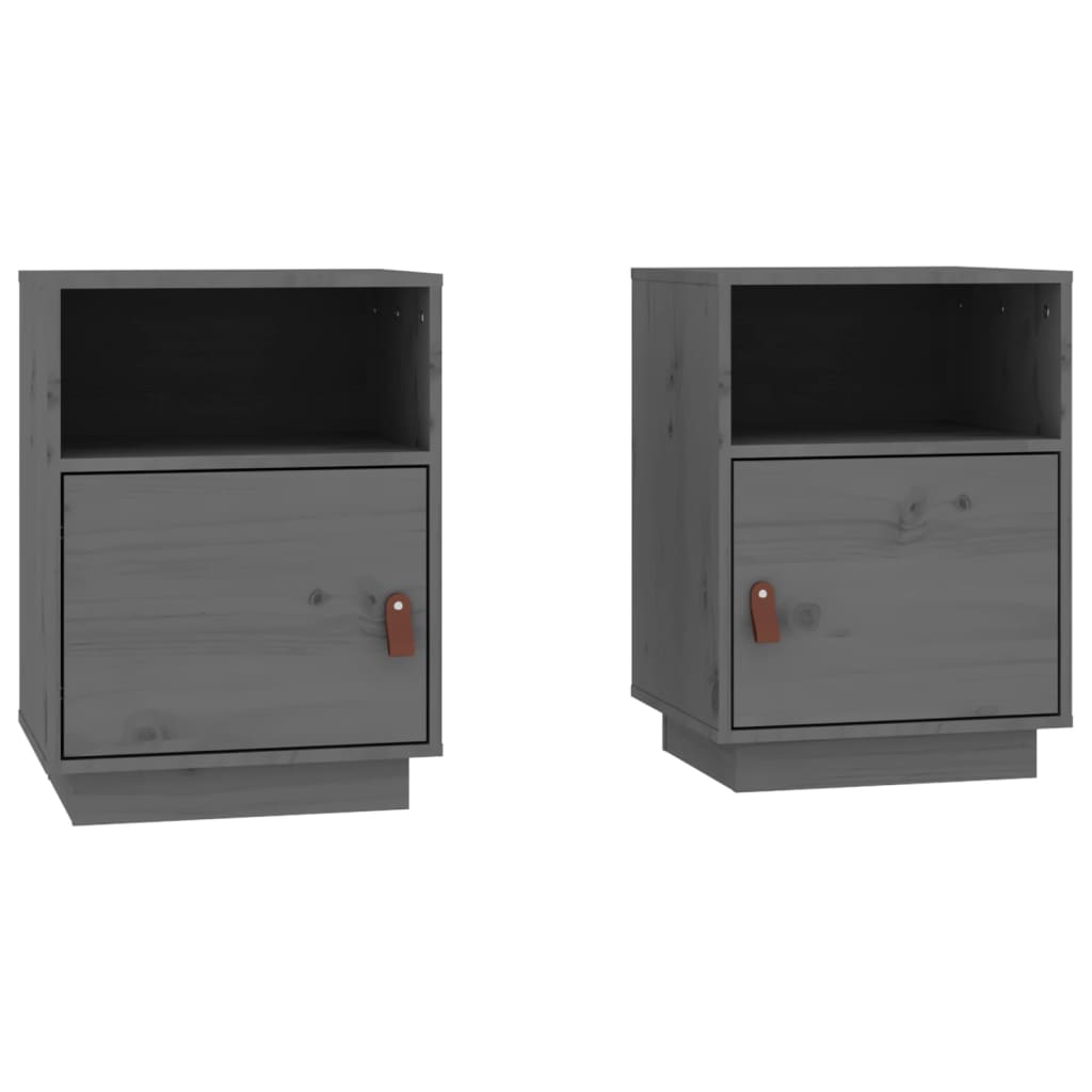 vidaXL Noptiere, 2 buc., gri, 40x34x55 cm, lemn masiv de pin vidaXL Noptiere, 2 buc., gri, 40x34x55 cm, lemn masiv de pin
