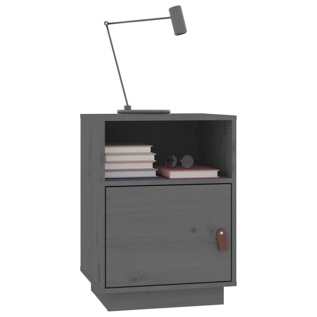 vidaXL Noptiere, 2 buc., gri, 40x34x55 cm, lemn masiv de pin vidaXL Noptiere, 2 buc., gri, 40x34x55 cm, lemn masiv de pin