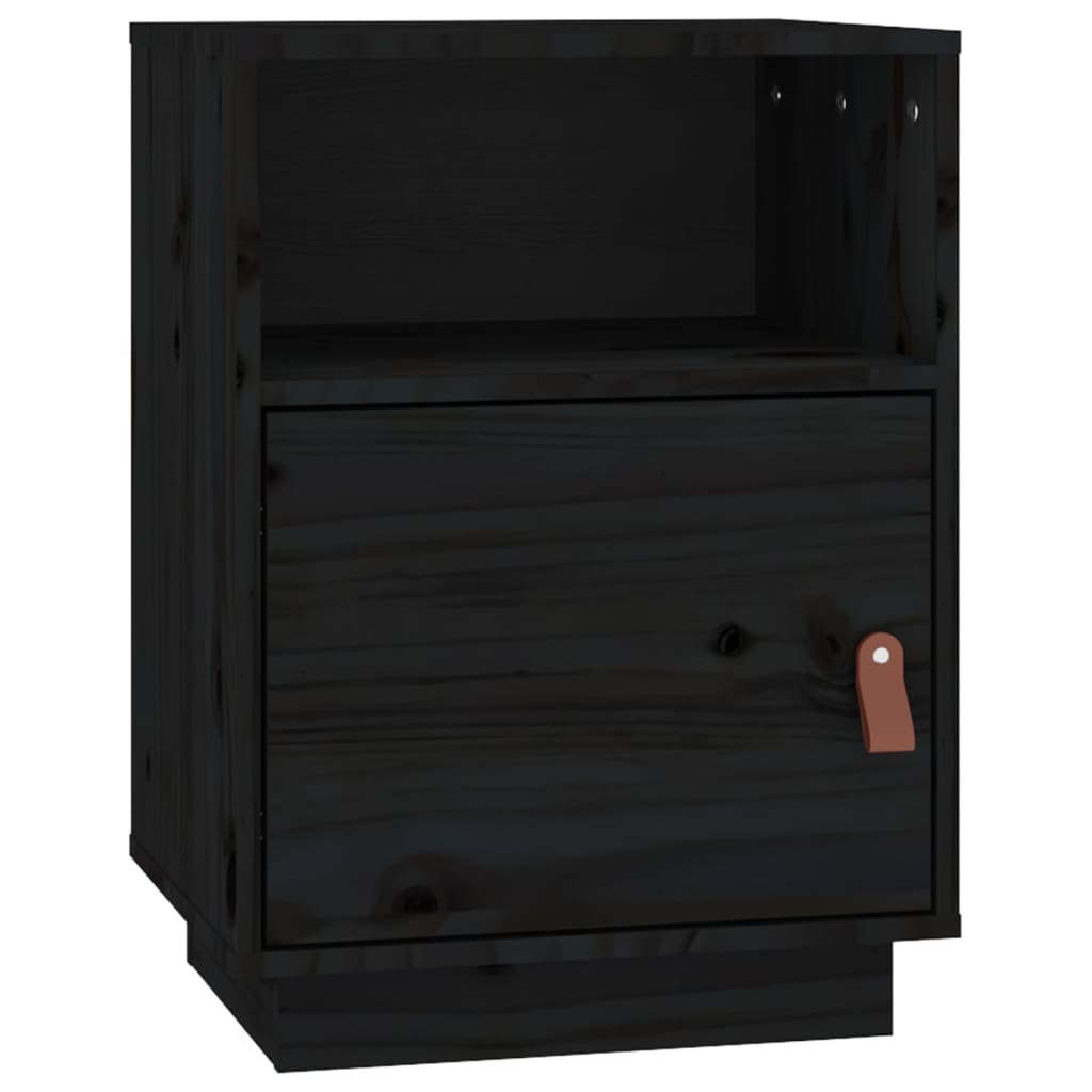 vidaXL Noptiere, 2 buc., negru, 40x34x55 cm, lemn masiv de pin