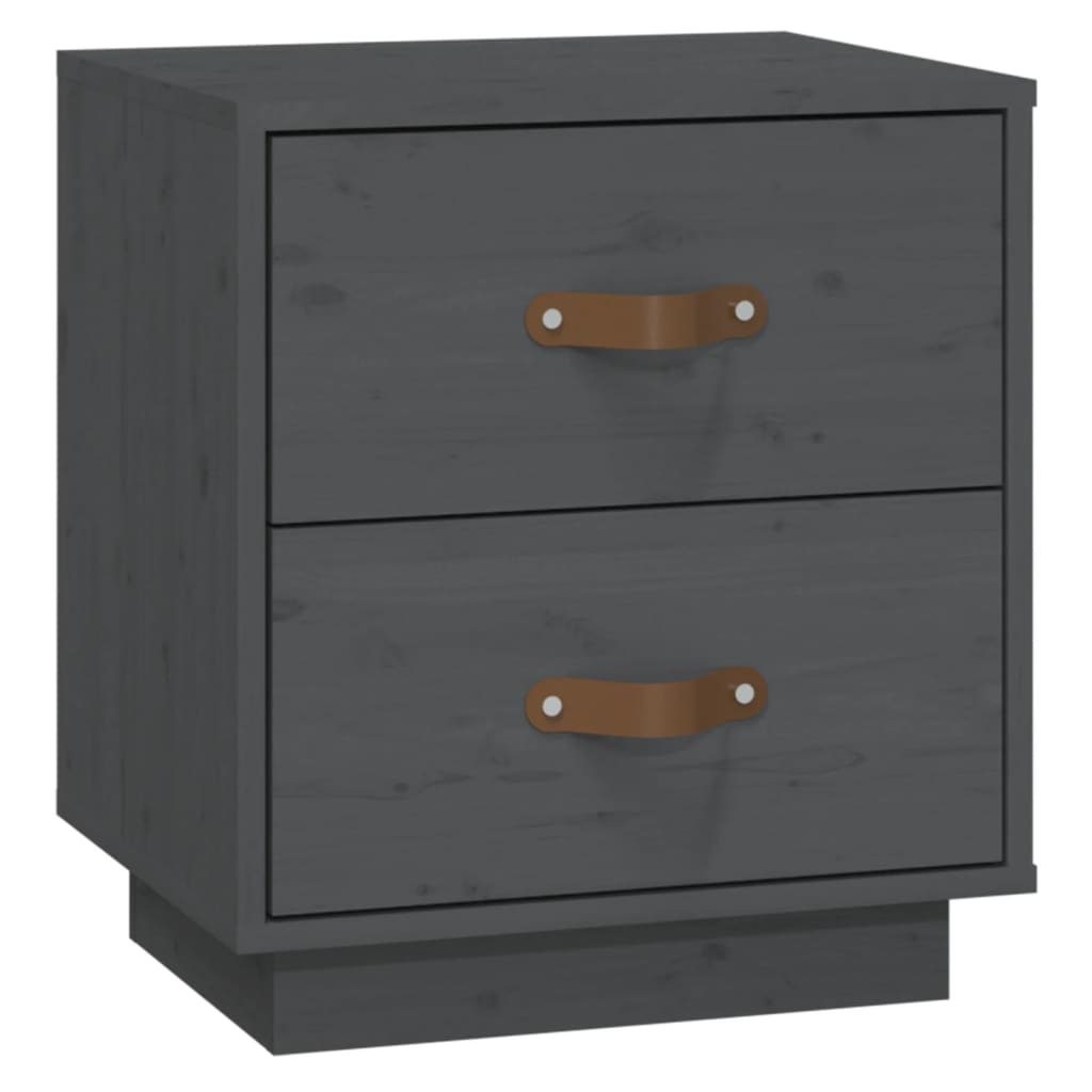 vidaXL Noptiere, 2 buc., gri, 40x34x45 cm, lemn masiv de pin vidaXL Noptiere, 2 buc., gri, 40x34x45 cm, lemn masiv de pin