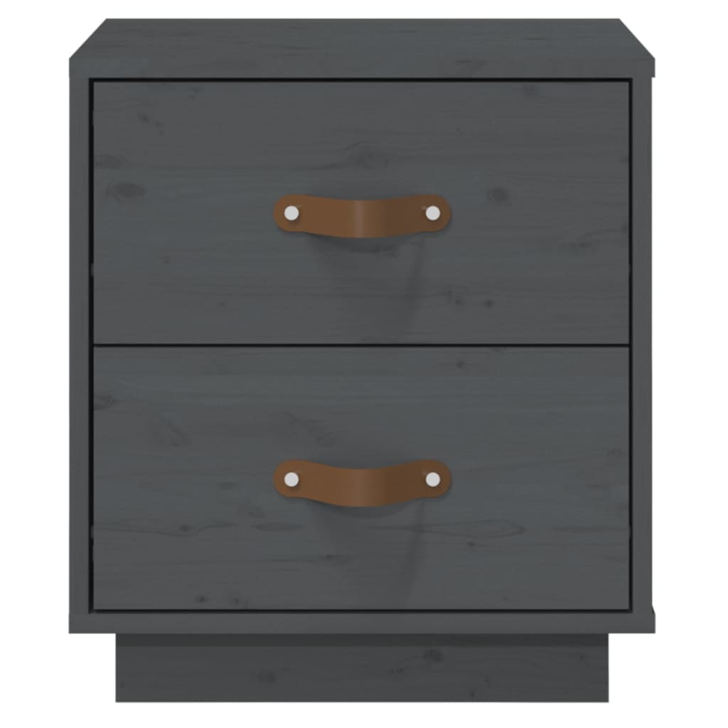 vidaXL Noptiere, 2 buc., gri, 40x34x45 cm, lemn masiv de pin vidaXL Noptiere, 2 buc., gri, 40x34x45 cm, lemn masiv de pin