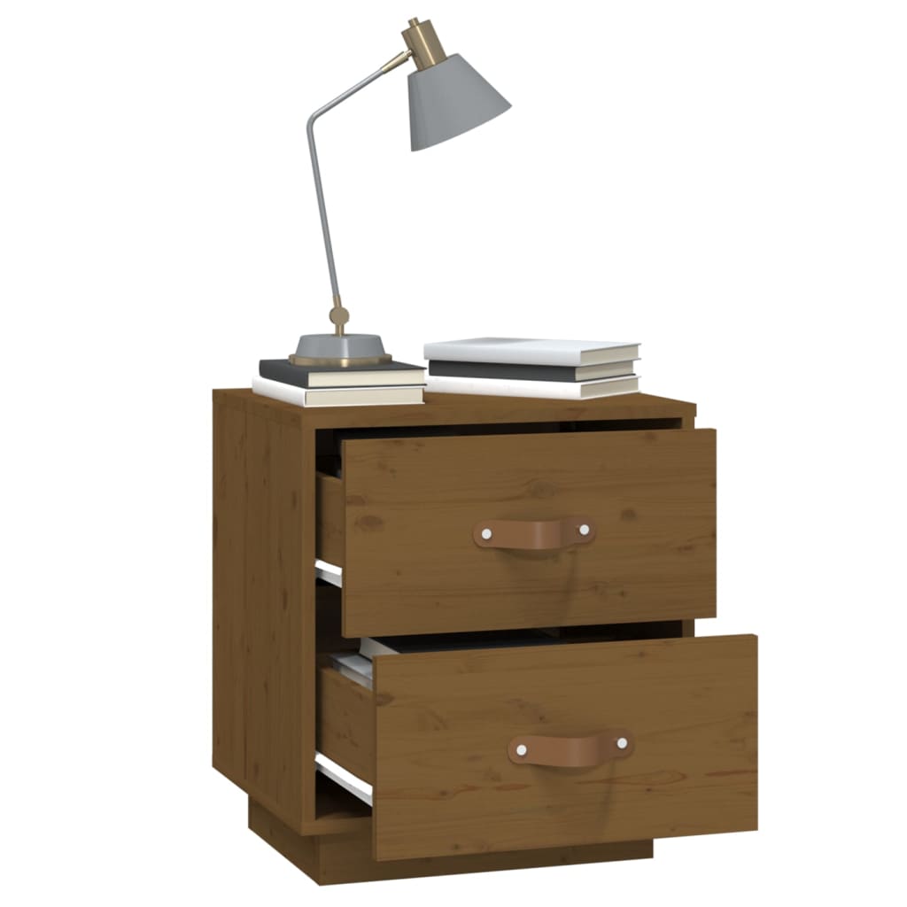 vidaXL Noptiere, 2 buc., maro miere, 40x34x45 cm, lemn masiv de pin vidaXL Noptiere, 2 buc., maro miere, 40x34x45 cm, lemn masiv de pin