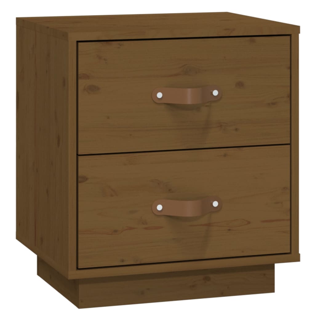 vidaXL Noptiere, 2 buc., maro miere, 40x34x45 cm, lemn masiv de pin vidaXL Noptiere, 2 buc., maro miere, 40x34x45 cm, lemn masiv de pin