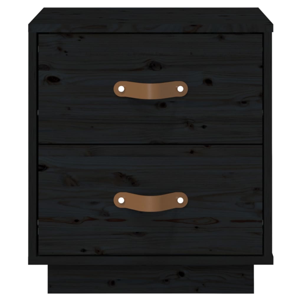 vidaXL Noptiere, 2 buc., negru, 40x34x45 cm, lemn masiv de pin vidaXL Noptiere, 2 buc., negru, 40x34x45 cm, lemn masiv de pin