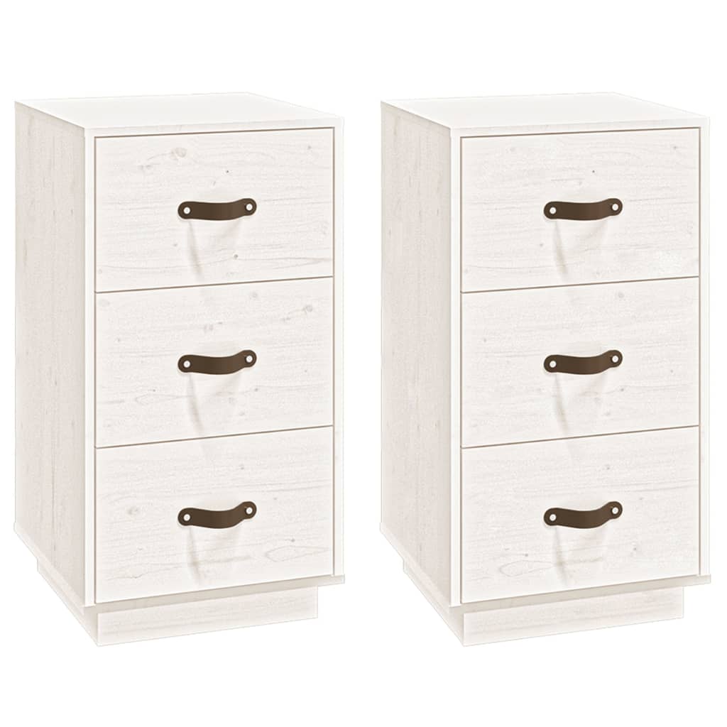 vidaXL Noptiere, 2 buc., alb, 40x40x75 cm, lemn masiv de pin