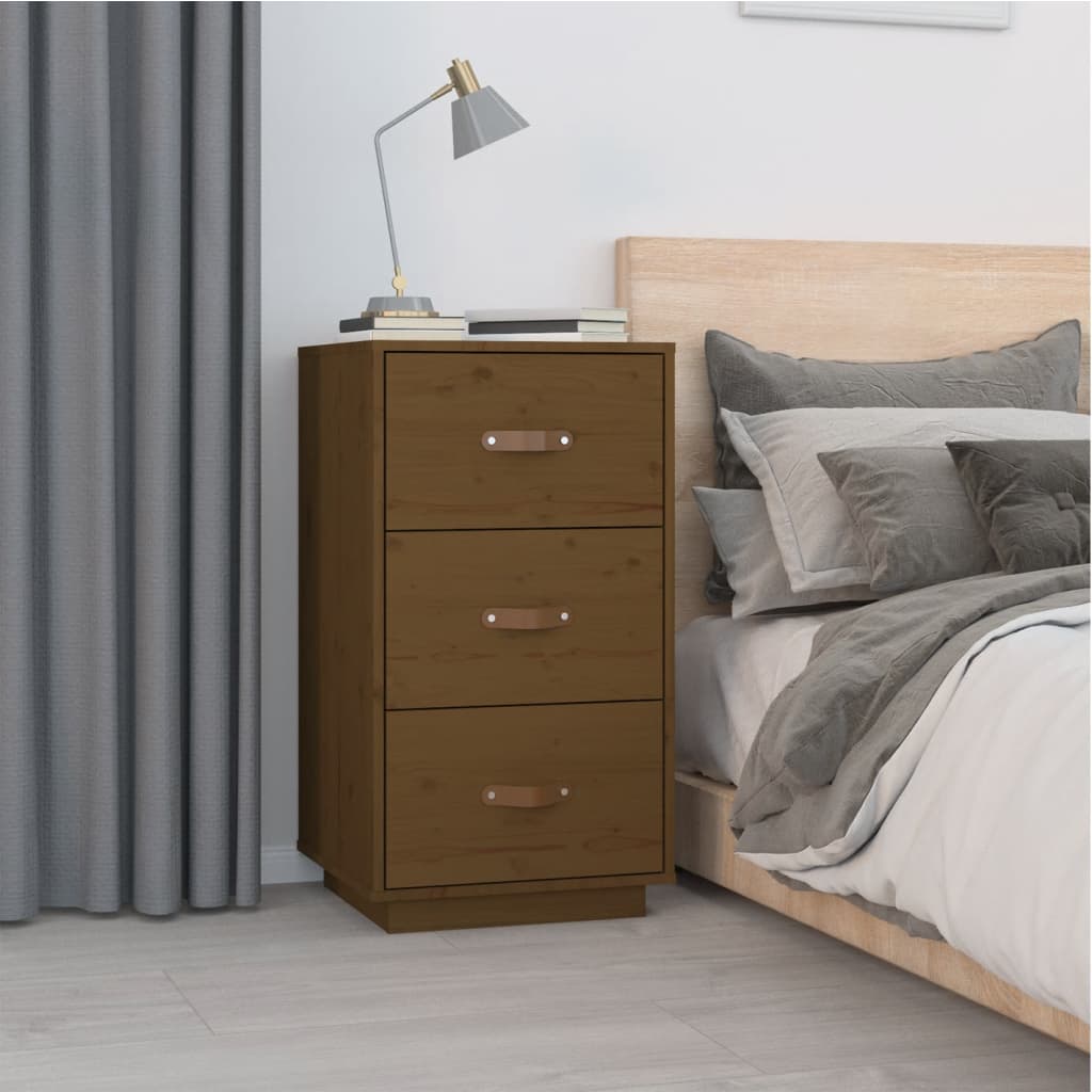 vidaXL Noptiere, 2 buc., maro miere, 40x40x75 cm, lemn masiv de pin vidaXL Noptiere, 2 buc., maro miere, 40x40x75 cm, lemn masiv de pin