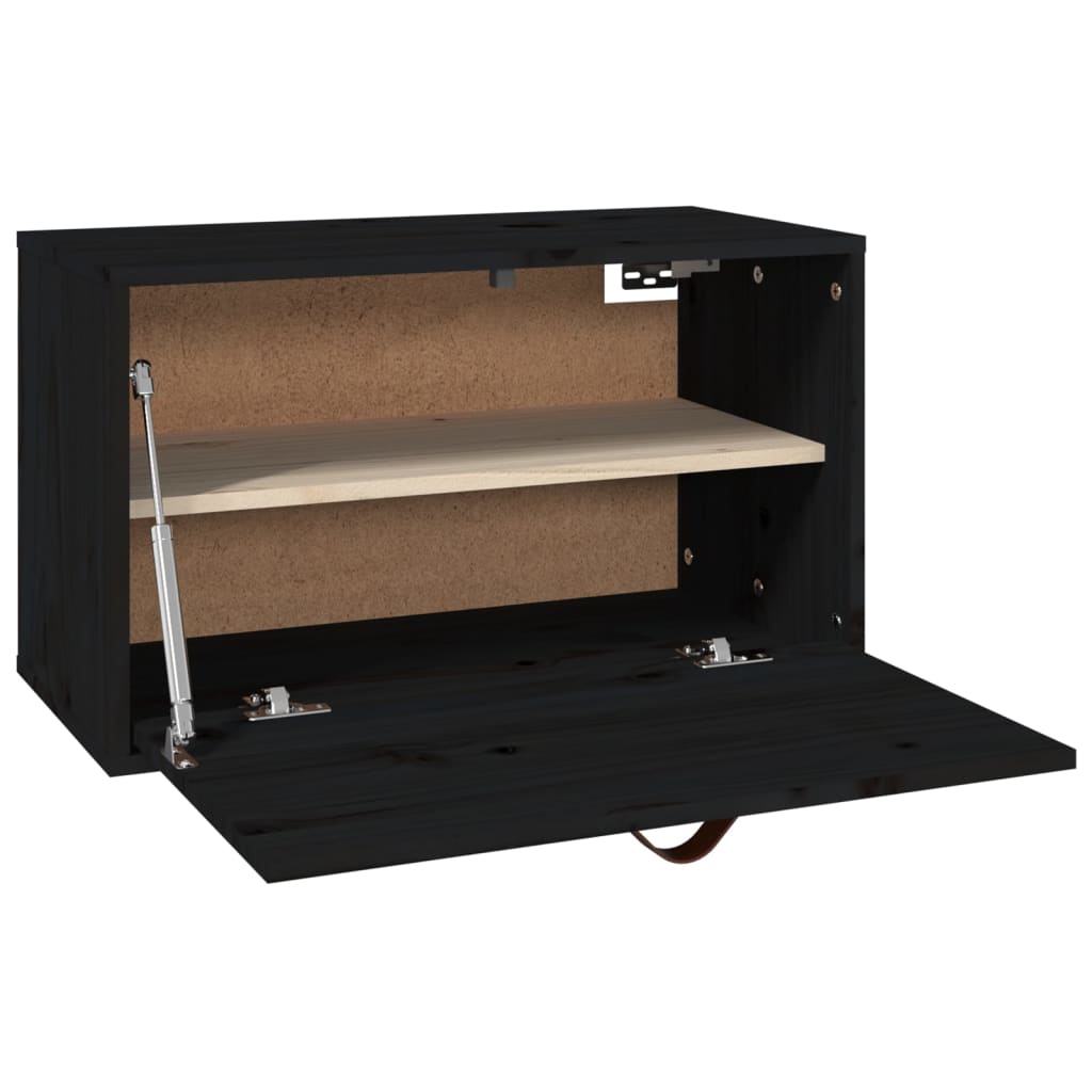 vidaXL Dulap de perete, negru, 60x30x35 cm, lemn masiv de pin