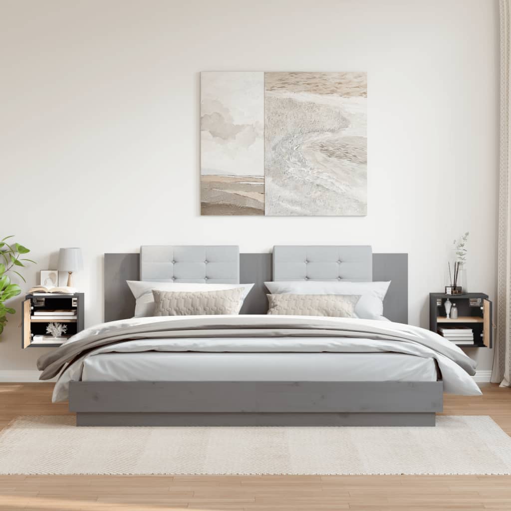 vidaXL Dulapuri de perete, 2 buc., gri, 31,5x30x30 cm, lemn masiv pin