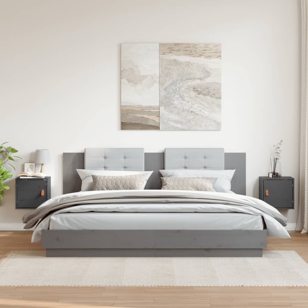 vidaXL Dulapuri de perete, 2 buc., gri, 31,5x30x30 cm, lemn masiv pin