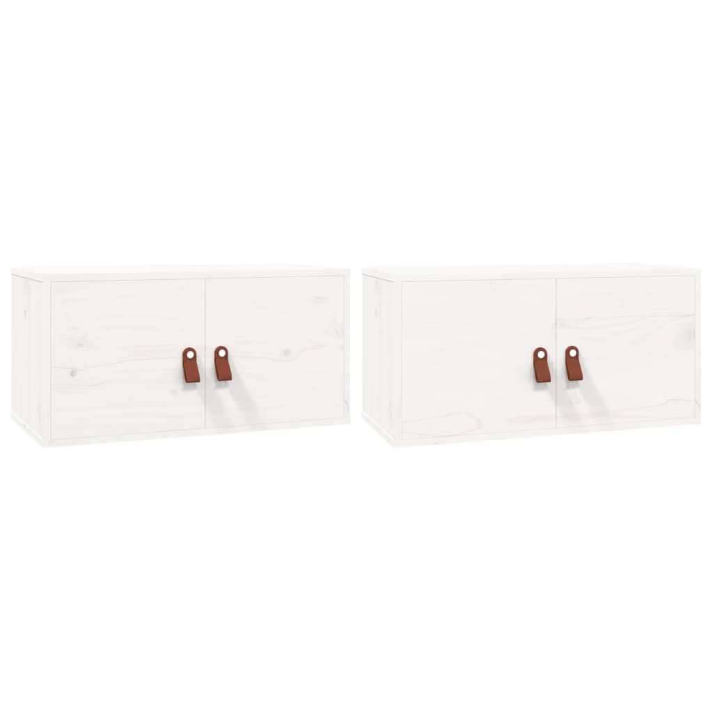 vidaXL Dulapuri de perete 2 buc. alb, 60x30x30 cm, lemn masiv de pin
