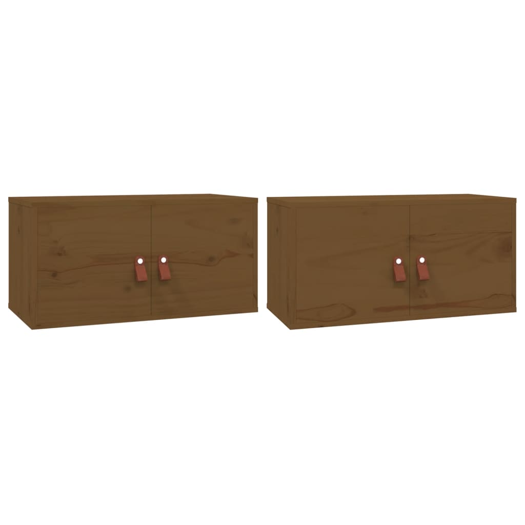 vidaXL Dulapuri de perete 2 buc. maro miere 60x30x30 cm lemn masiv pin