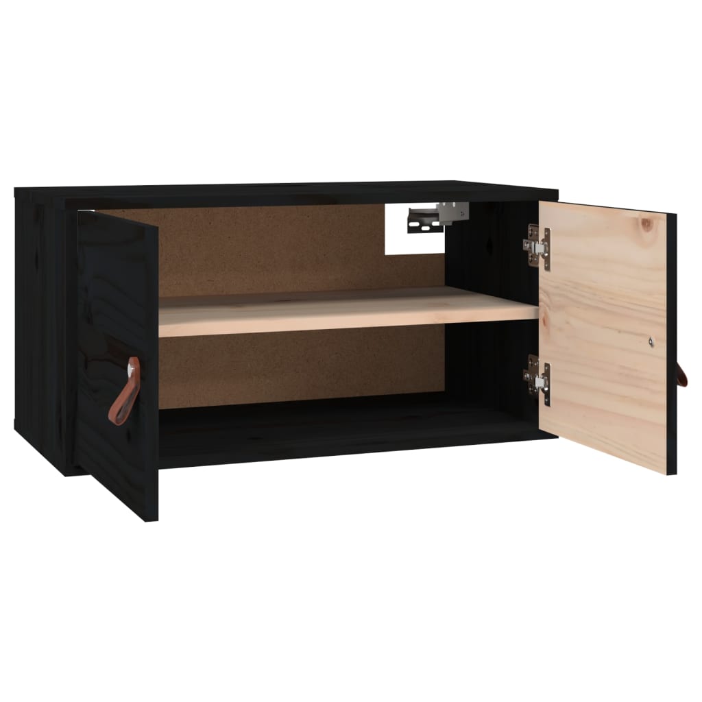 vidaXL Dulap de perete, negru, 60x30x30 cm, lemn masiv de pin vidaXL Dulap de perete, negru, 60x30x30 cm, lemn masiv de pin