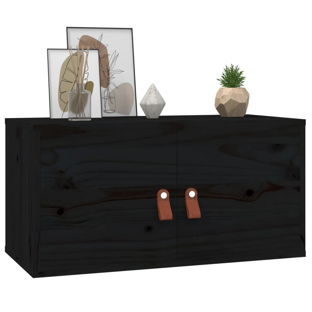 vidaXL Dulap de perete, negru, 60x30x30 cm, lemn masiv de pin vidaXL Dulap de perete, negru, 60x30x30 cm, lemn masiv de pin