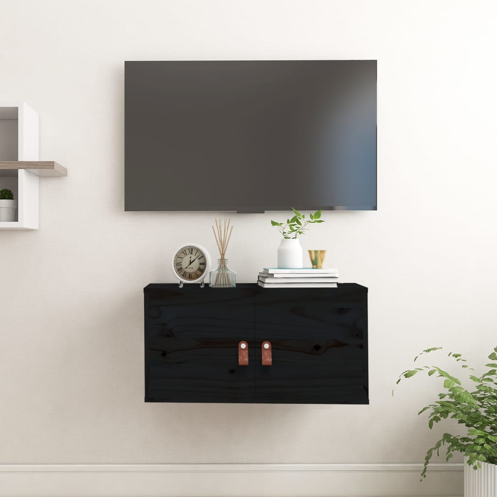 vidaXL Dulap de perete, negru, 60x30x30 cm, lemn masiv de pin vidaXL Dulap de perete, negru, 60x30x30 cm, lemn masiv de pin