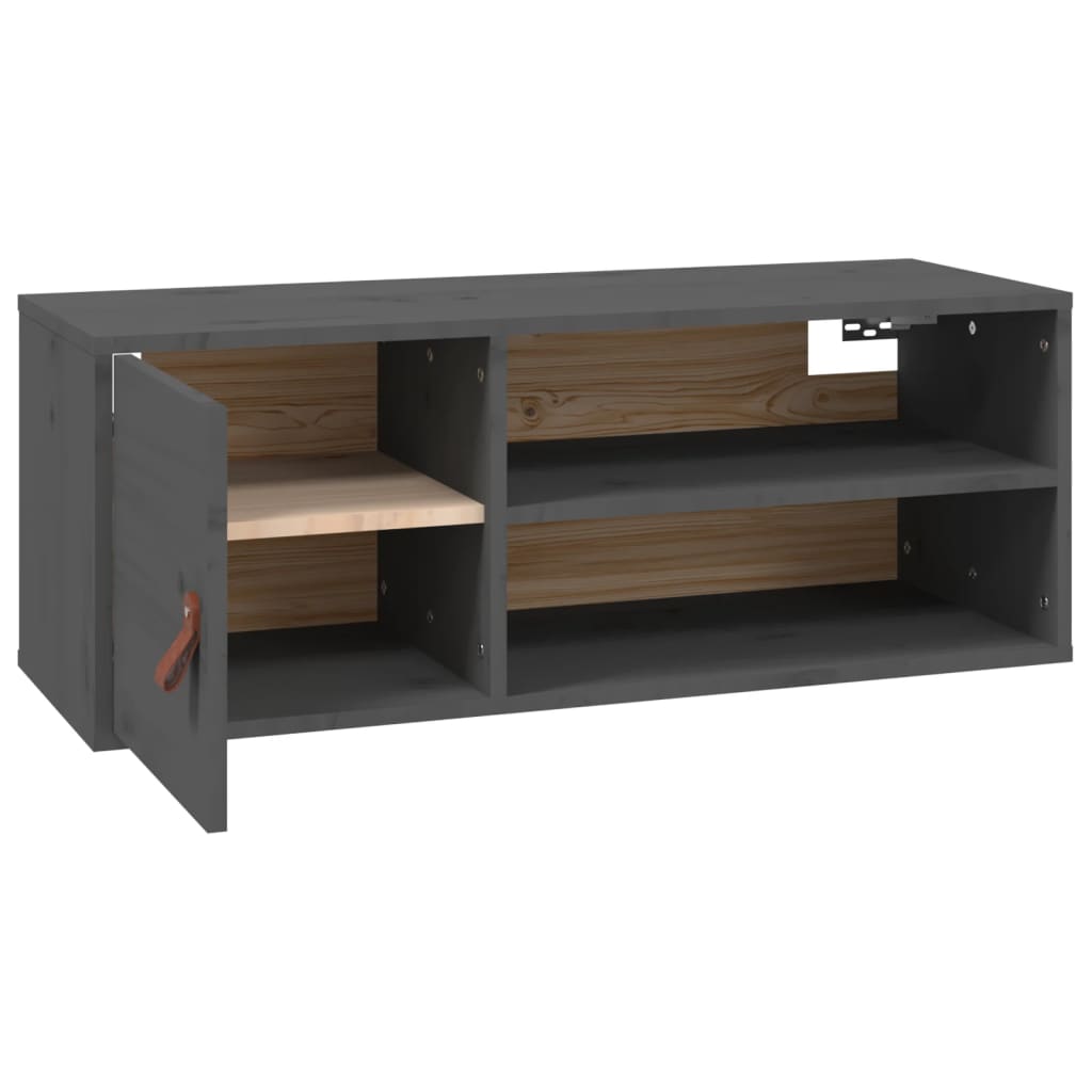 vidaXL Dulap de perete, gri, 80x30x30 cm, lemn masiv de pin vidaXL Dulap de perete, gri, 80x30x30 cm, lemn masiv de pin