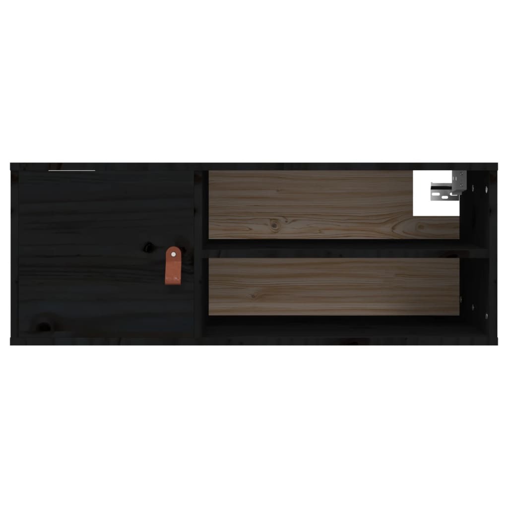 vidaXL Dulap de perete, negru, 80x30x30 cm, lemn masiv de pin vidaXL Dulap de perete, negru, 80x30x30 cm, lemn masiv de pin