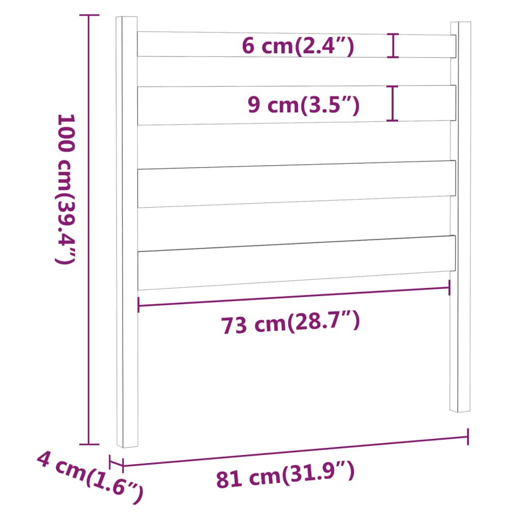 vidaXL Tăblie de pat, negru, 81x4x100 cm, lemn masiv de pin