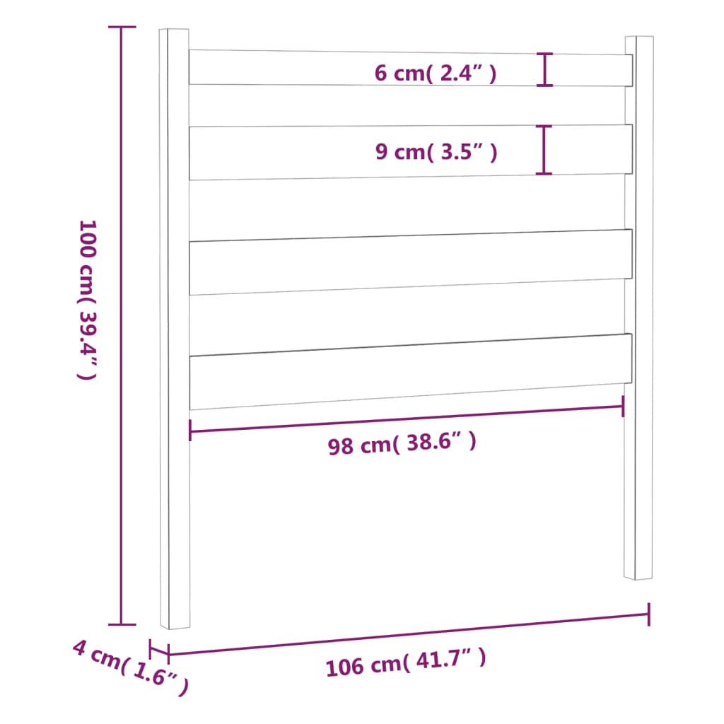 vidaXL Tăblie de pat, maro miere, 106x4x100 cm, lemn masiv de pin vidaXL Tăblie de pat, maro miere, 106x4x100 cm, lemn masiv de pin