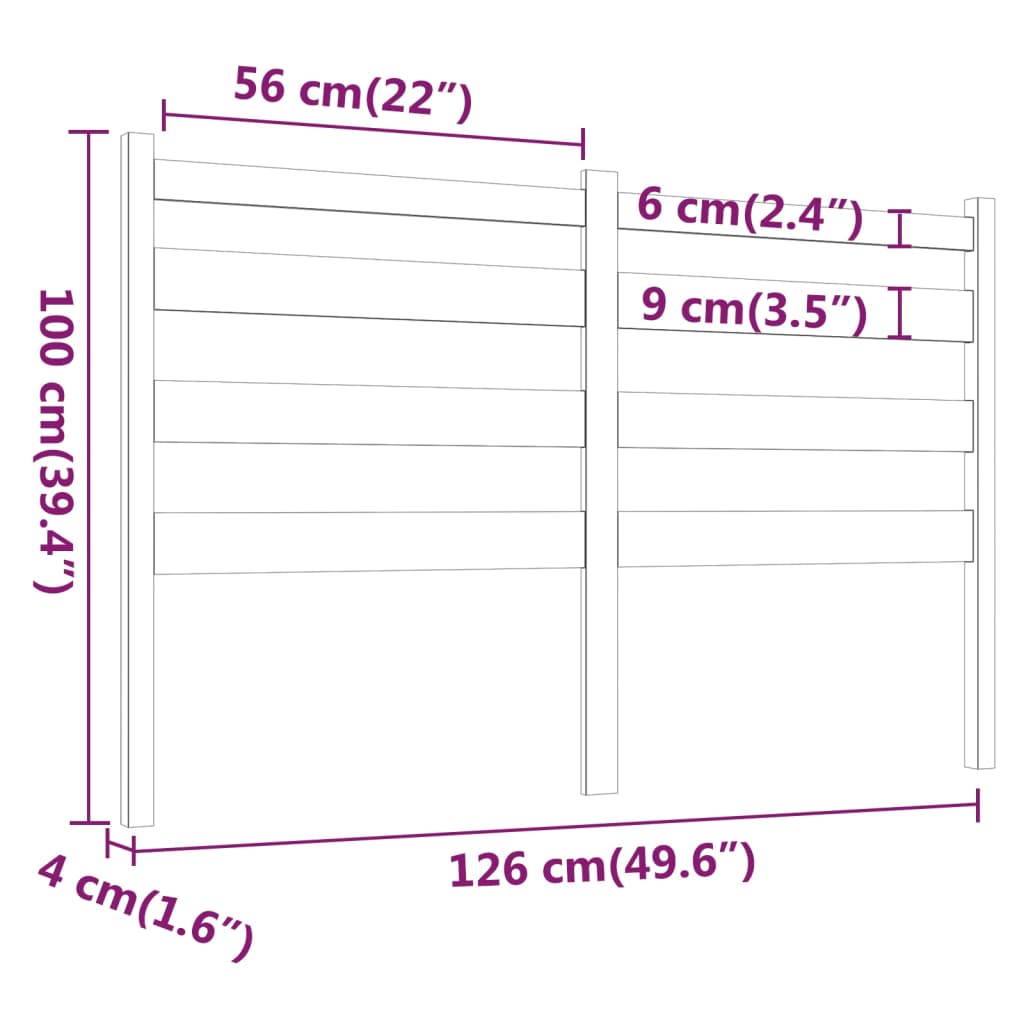 vidaXL Tăblie de pat, negru, 126x4x100 cm, lemn masiv de pin vidaXL Tăblie de pat, negru, 126x4x100 cm, lemn masiv de pin