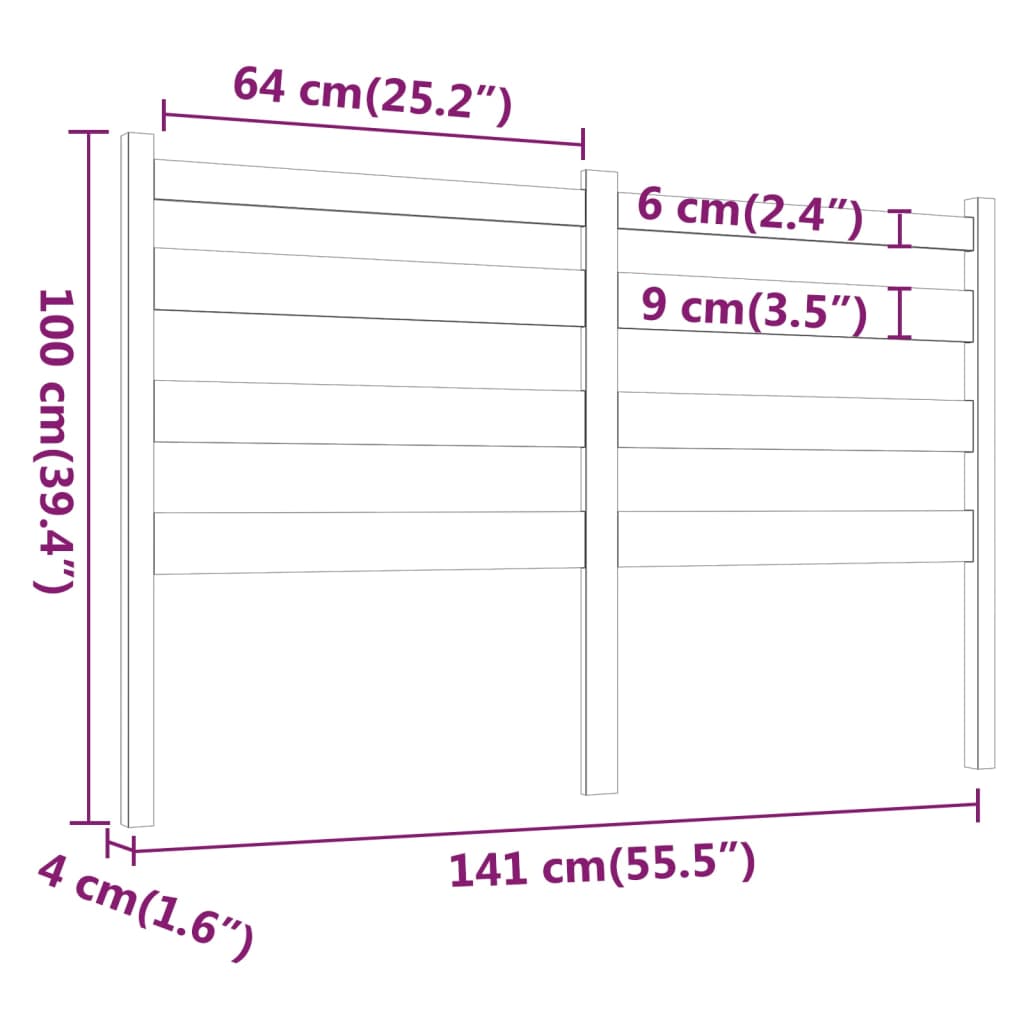 vidaXL Tăblie de pat, gri, 141x4x100 cm, lemn masiv de pin