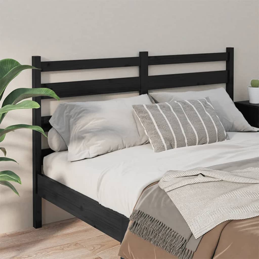 vidaXL Tăblie de pat, negru, 206x4x100 cm, lemn masiv de pin
