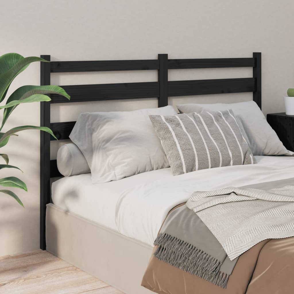 vidaXL Tăblie de pat, negru, 206x4x100 cm, lemn masiv de pin