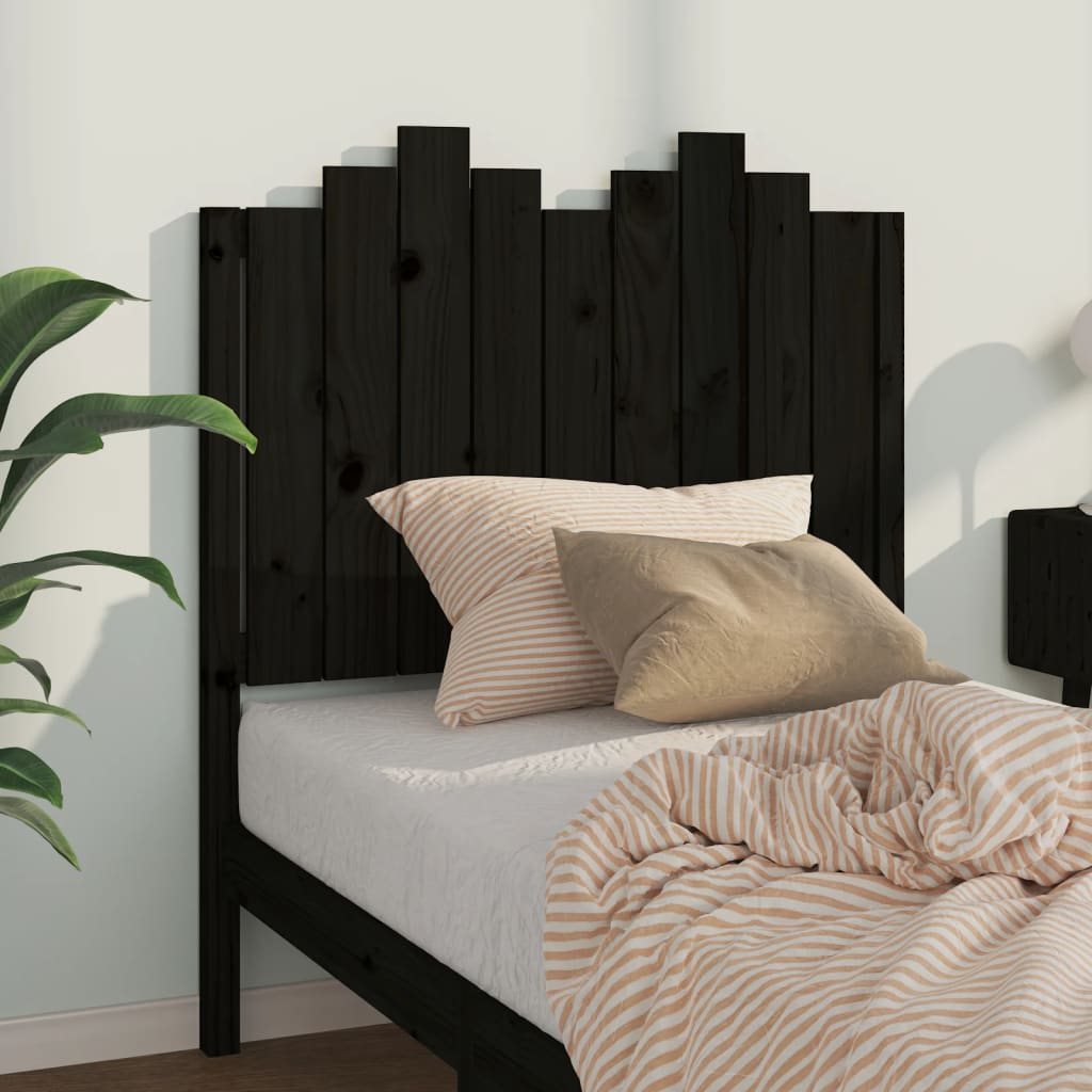 vidaXL Tăblie de pat, negru, 96x4x110 cm, lemn masiv de pin