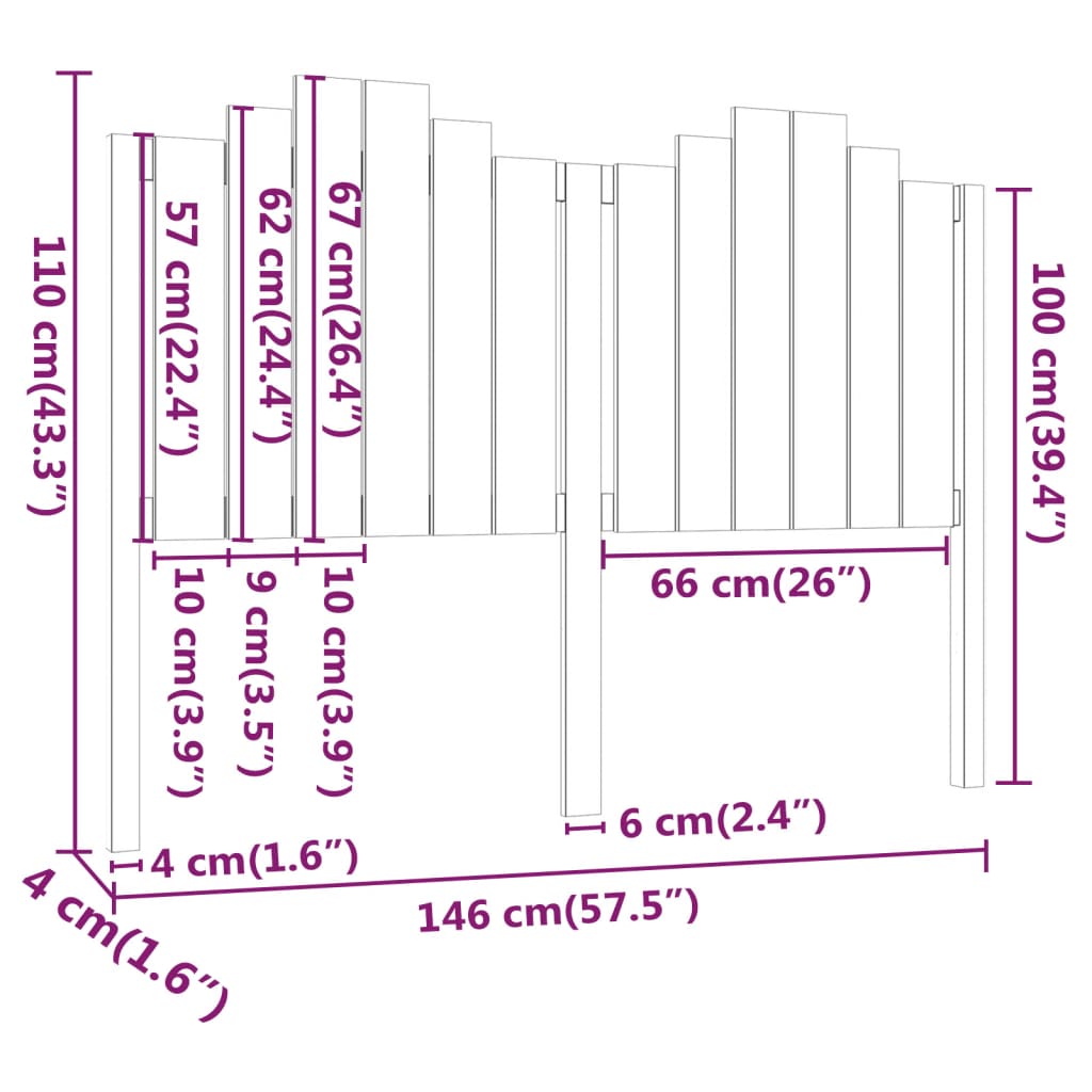 vidaXL Tăblie de pat, 146x4x110 cm, lemn masiv de pin vidaXL Tăblie de pat, 146x4x110 cm, lemn masiv de pin